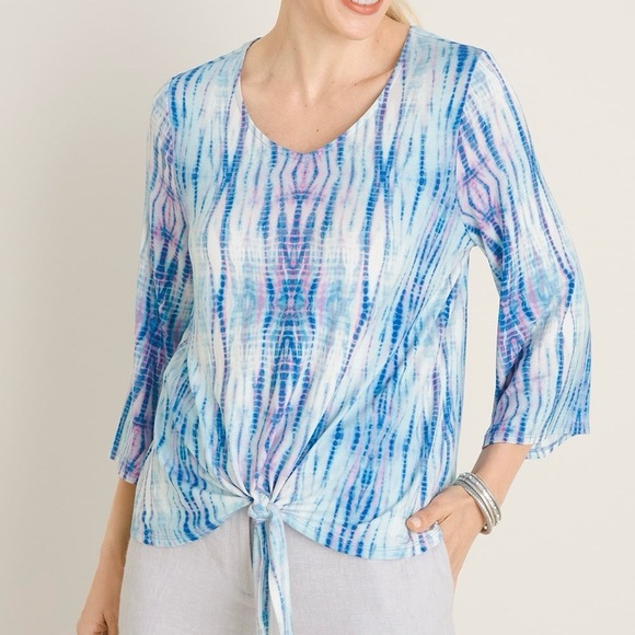 Chico’s Tie Front Tie-Dye tee - Picture 1 of 10
